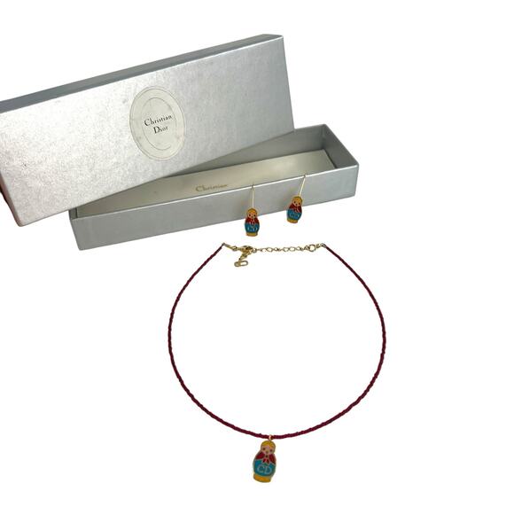 Dior Vintage Russian Nesting Doll Necklace & Earring Set - Picture 2 of 7